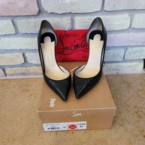 Christian Louboutin Black Leather Iriza 100 Size 10 Stilletto